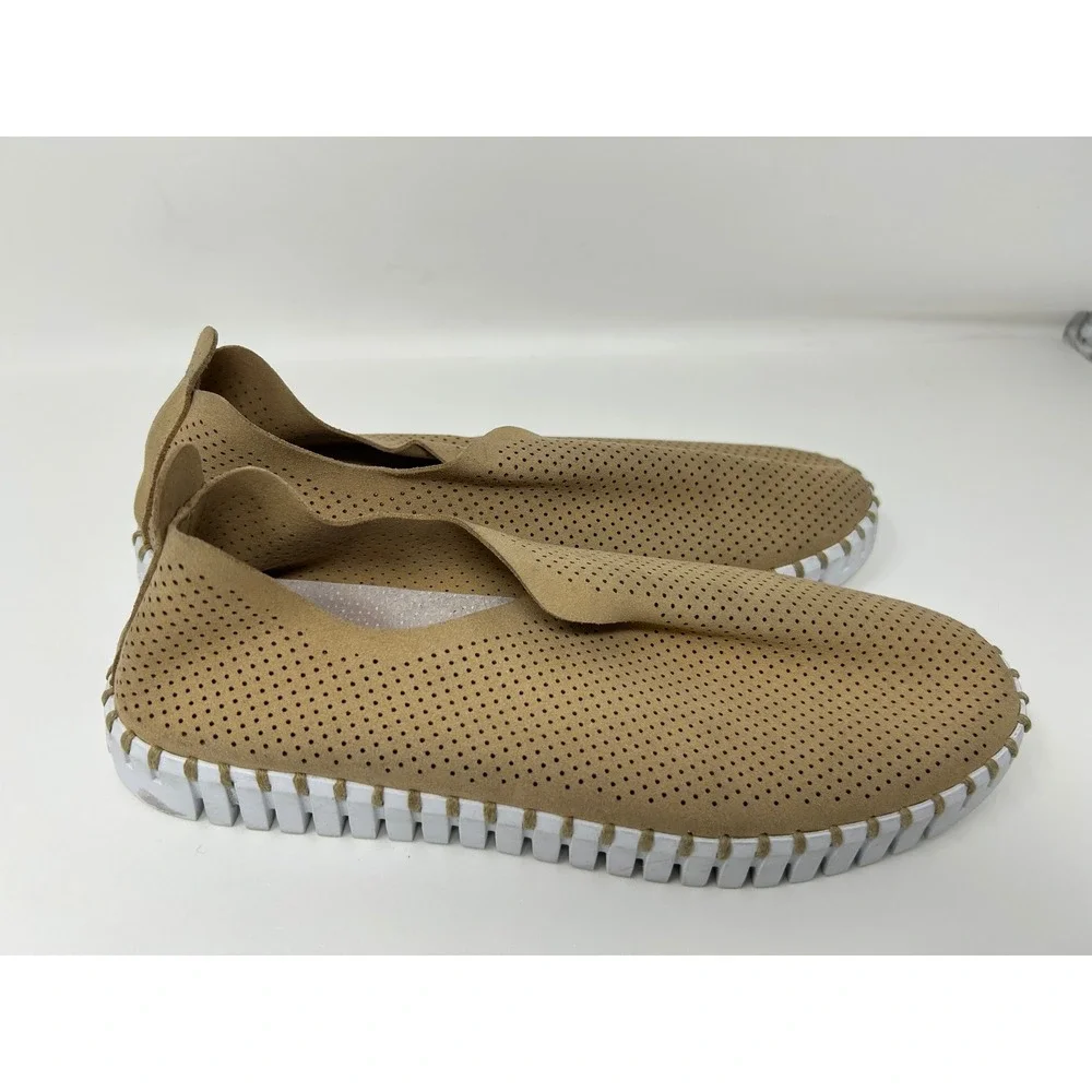 Ilse Jacobsen Tulip 139 Tan Perforated Slip On Loafers Womens 40 US 10 Camel